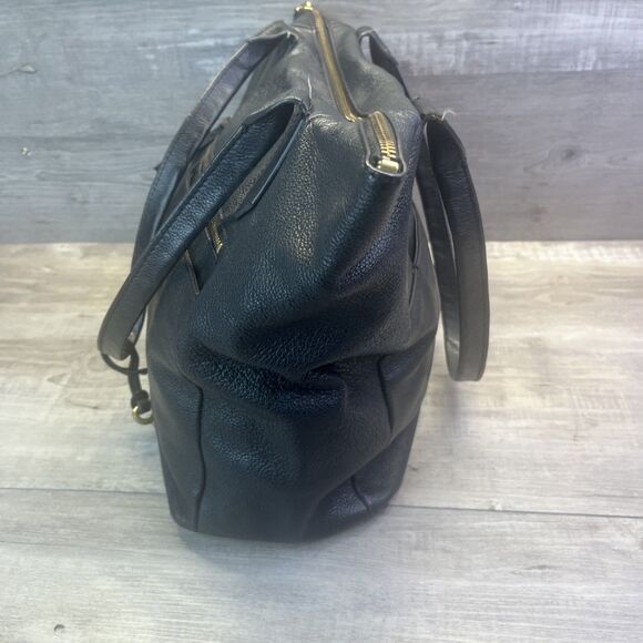 Fossil Fiona Black Zipper Pebbled Leather Tote Shoulder Bag Purse Key Charm - Picture 4 of 13